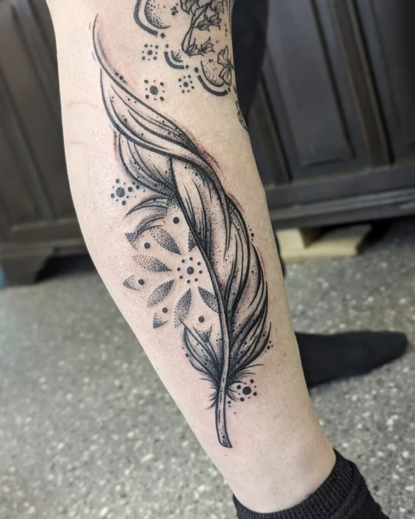 Ornamental Feather Dotwork