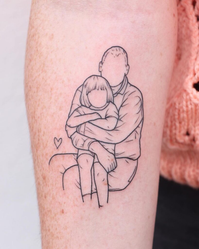 Outline Tattoo Of A Precious Moment