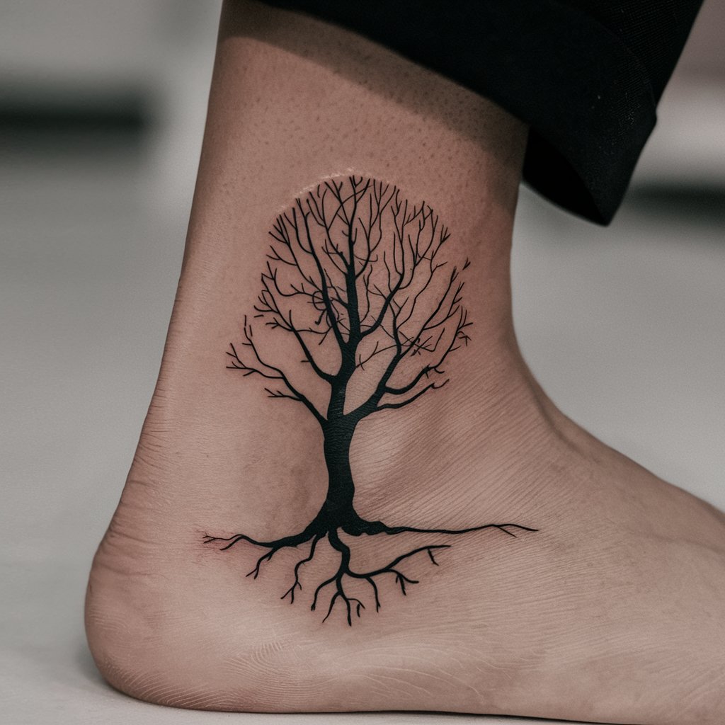 Tatuaggio della caviglia con albero di veleno