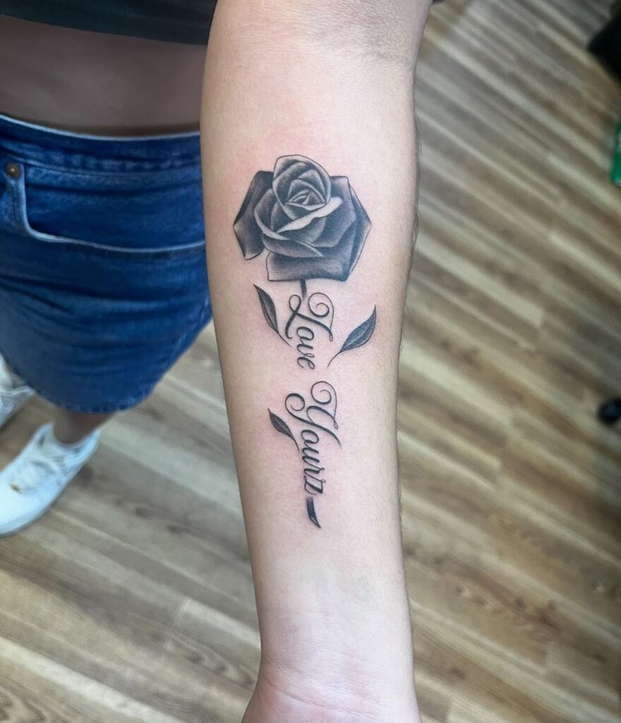 Rose And Love Yourz Forearm Ink