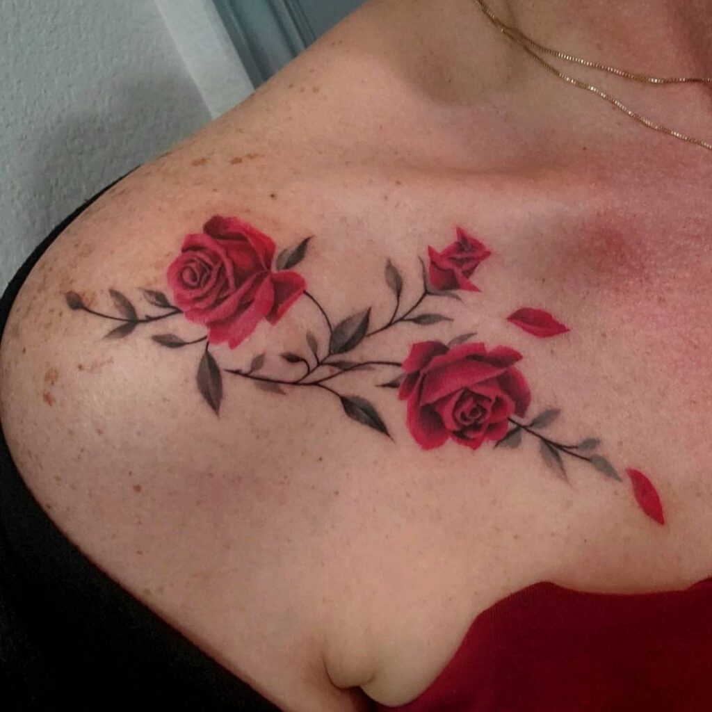 Rose Collarbone Tattoo