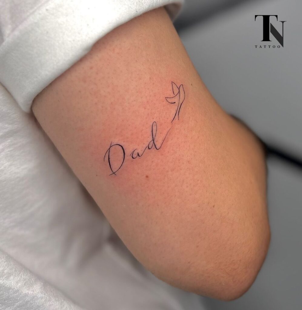 Simple Script & Dove Tattoo