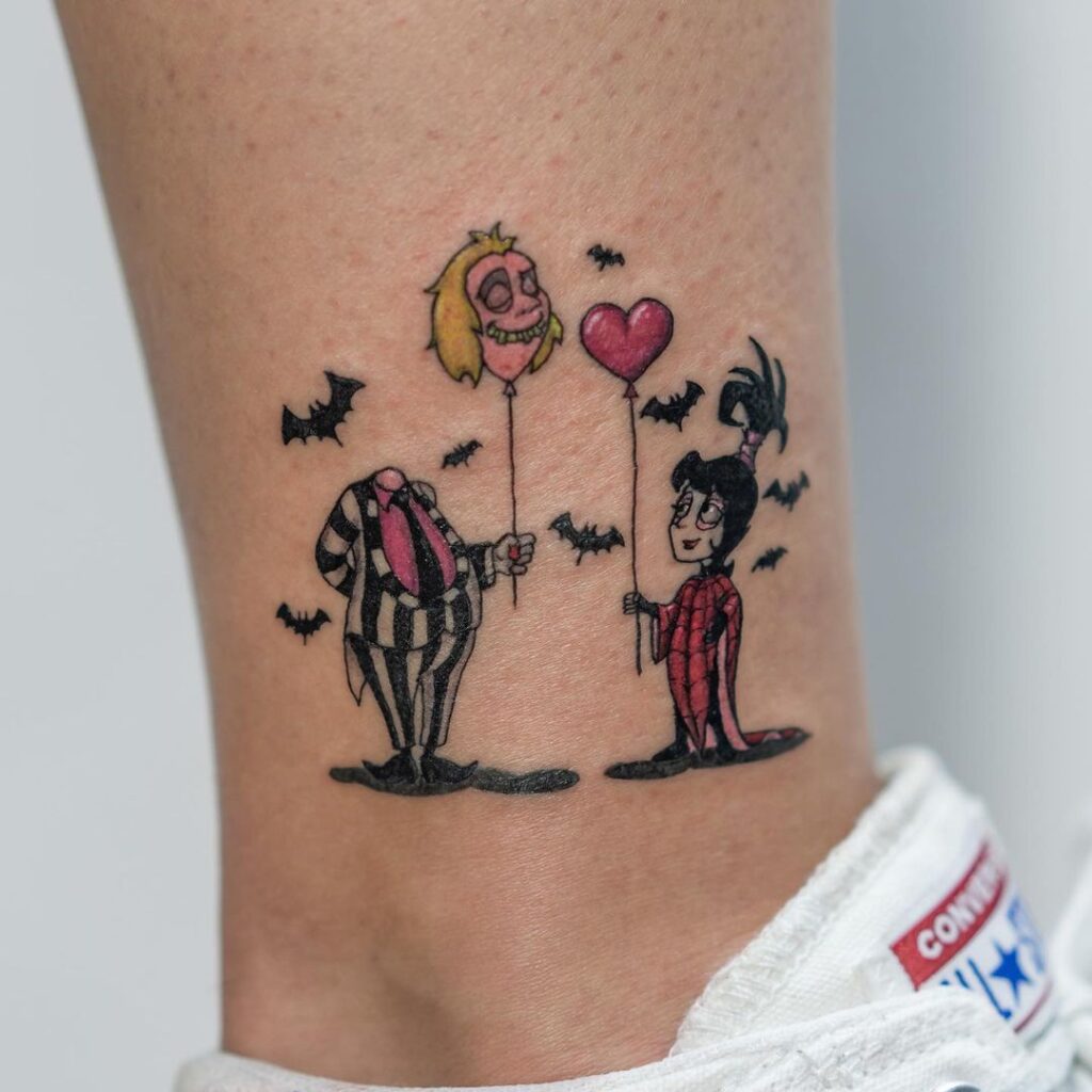 Tatuaggio di Beetlejuice alla caviglia