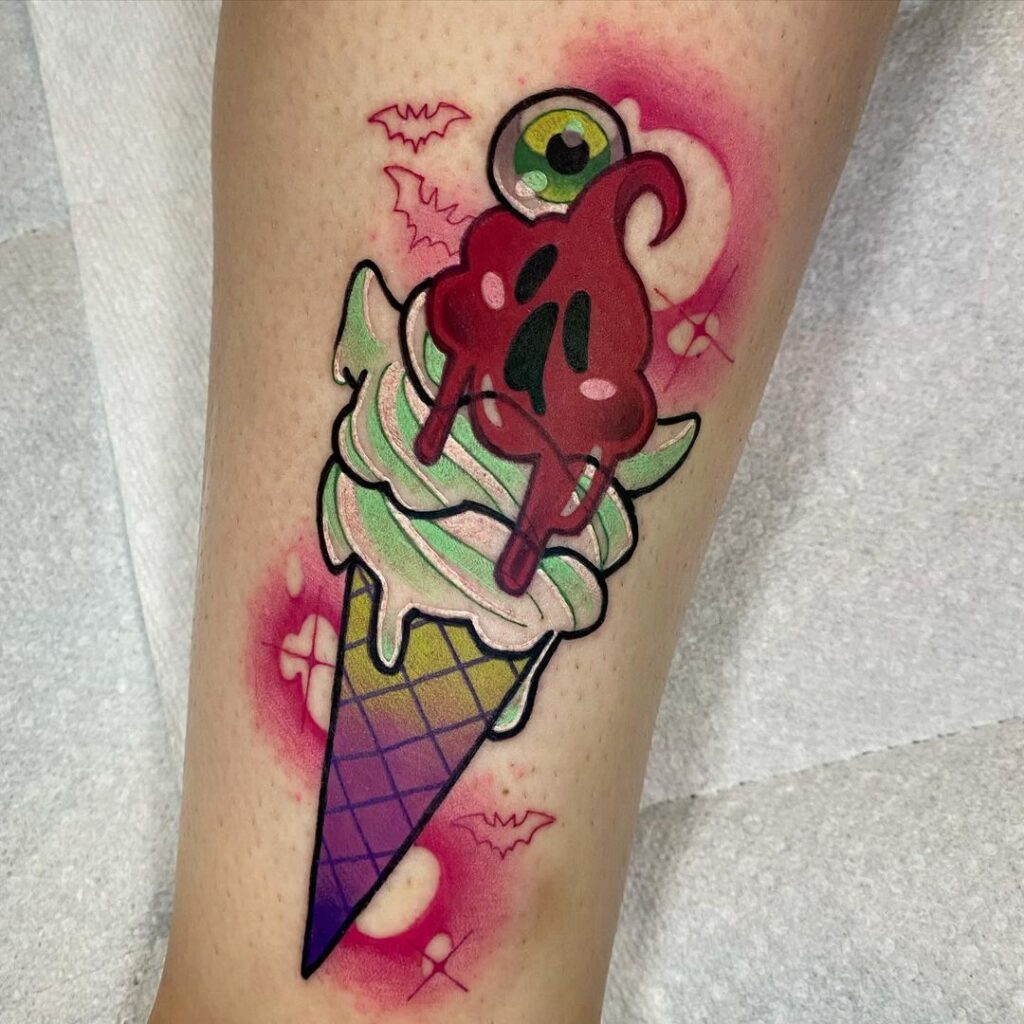 Tatuaje de helado espeluznante