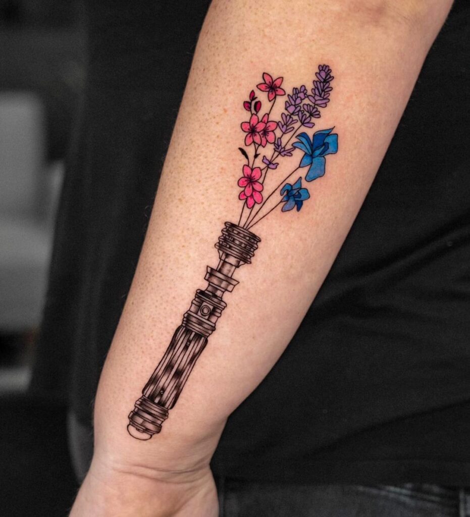 Star Wars Inspired Vase With Flowers Tattoo