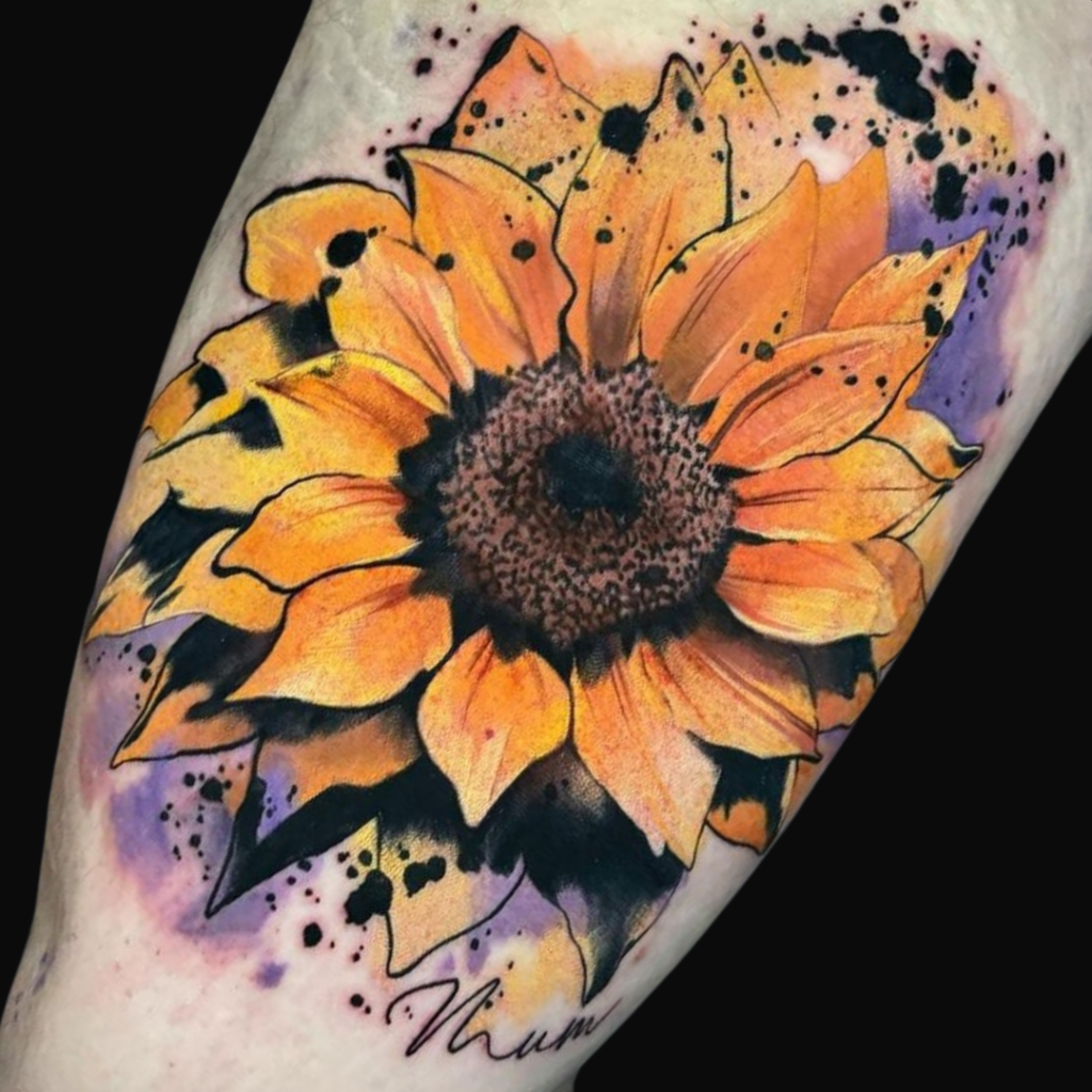 Tatuaje conmemorativo de un girasol