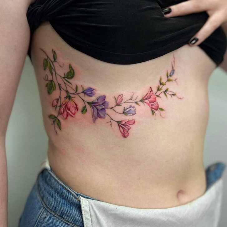 Sweet Pea Rib Tattoo