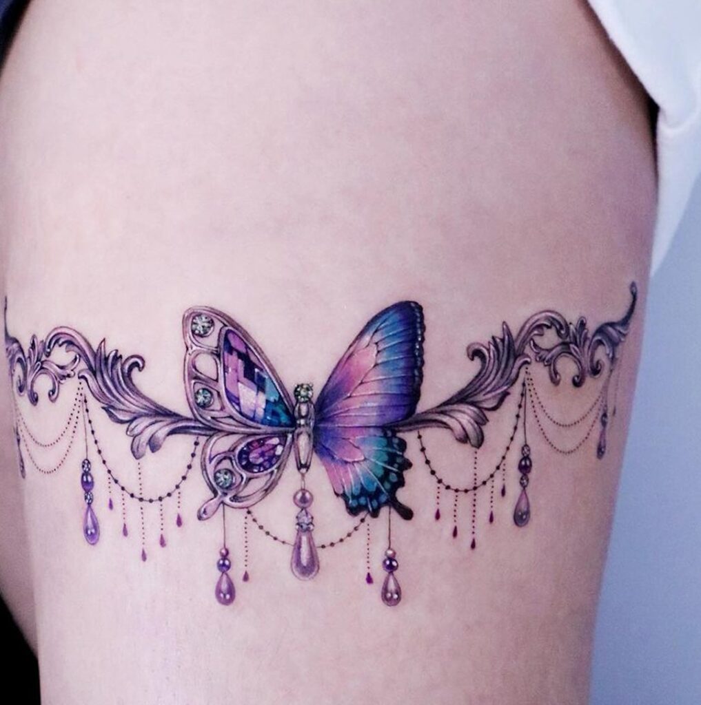 Thigh Jewelry Tattoo