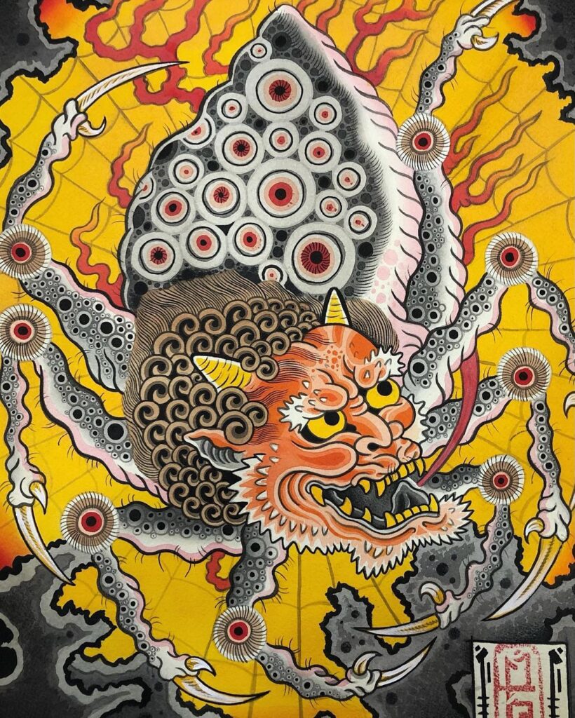 Diseño de tatuaje tradicional japonés