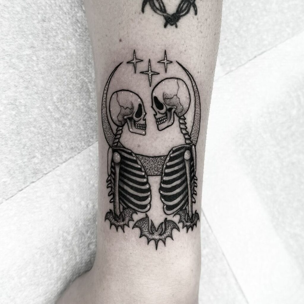 Two Skeletons In Love Tattoo