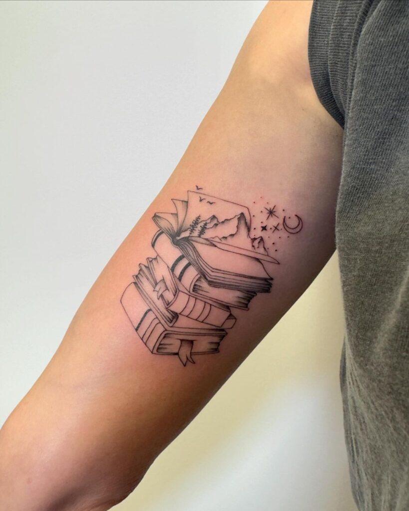 Worlds In Books Tattoo