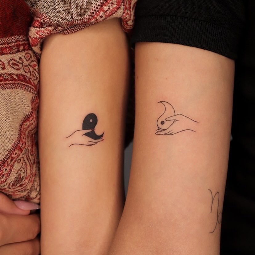 Tatuaggio di coppia Yin e Yang