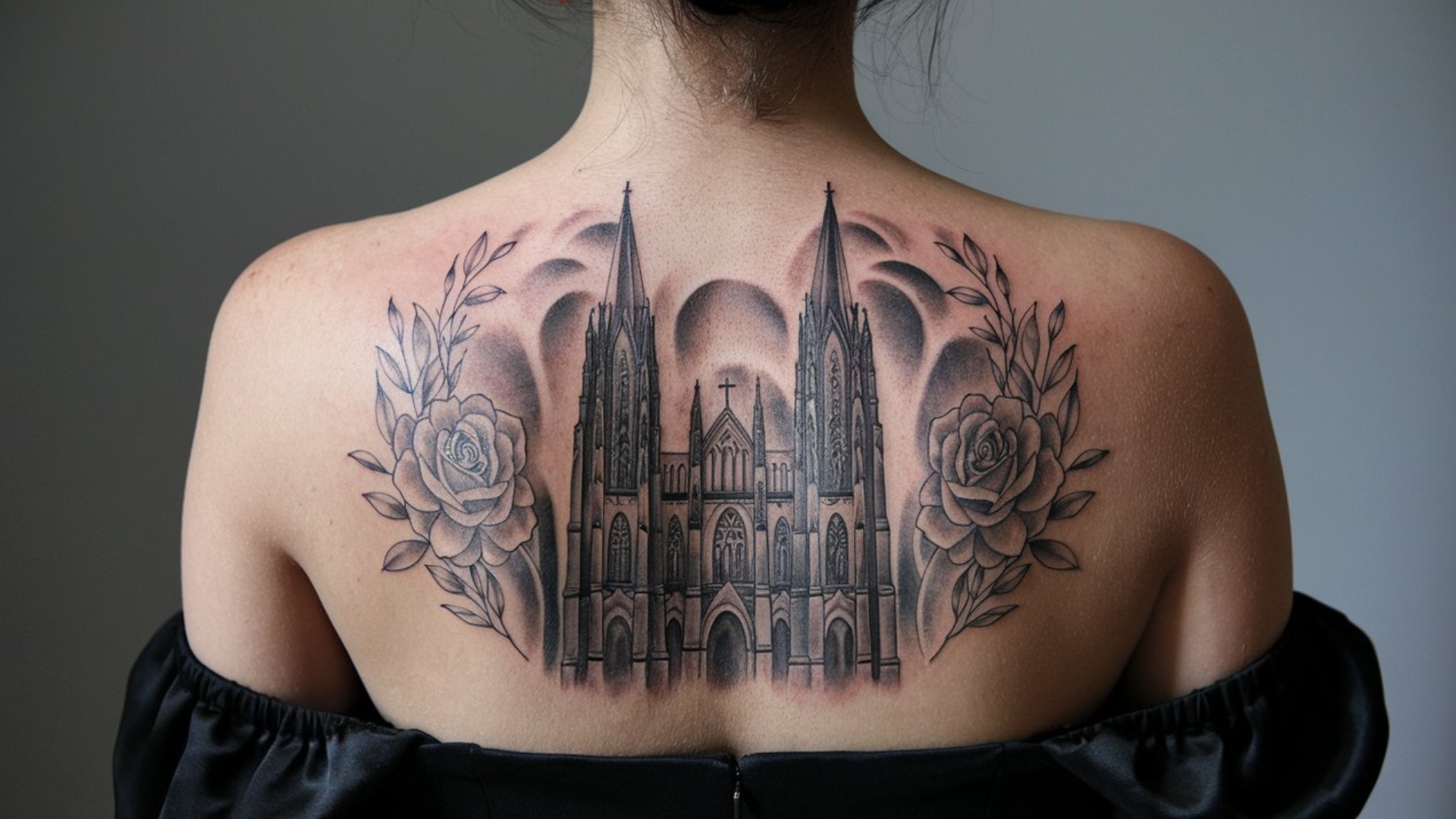 tatuagem de catedral gótica