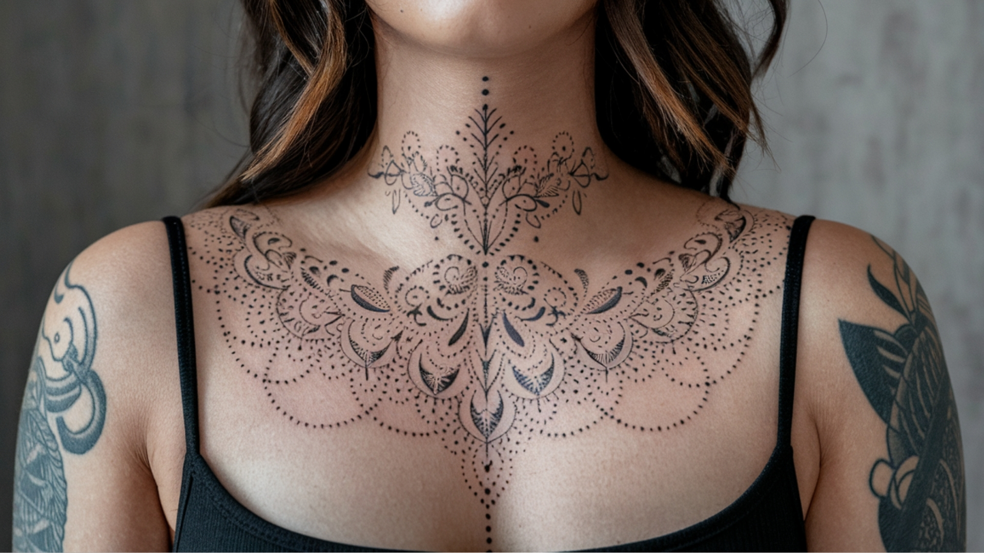 chest neck tattoo