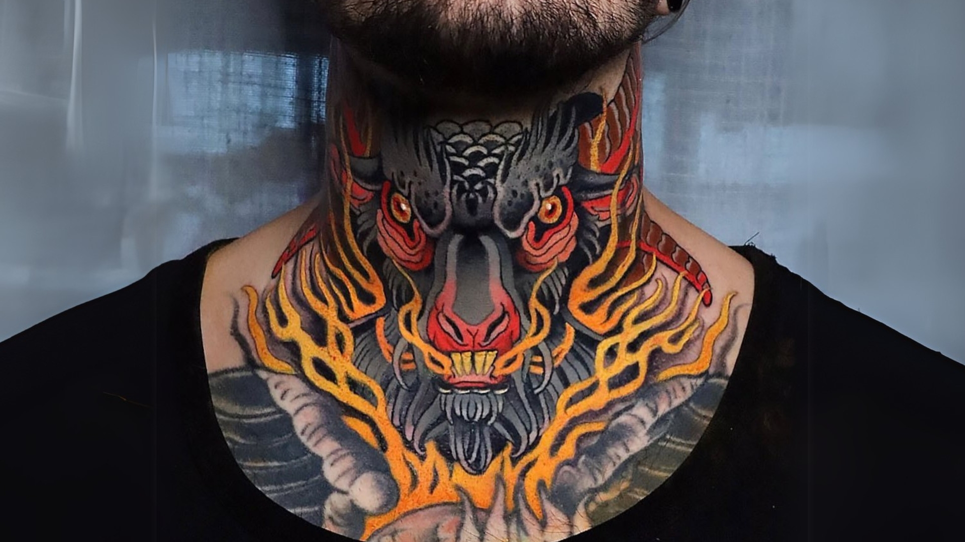 neck and throat tattoos men