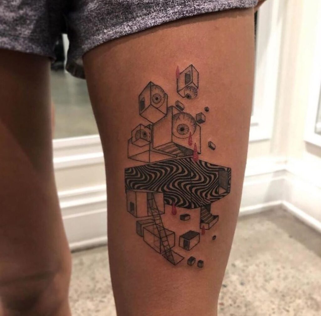 Tatuaje de ilusión abstracta