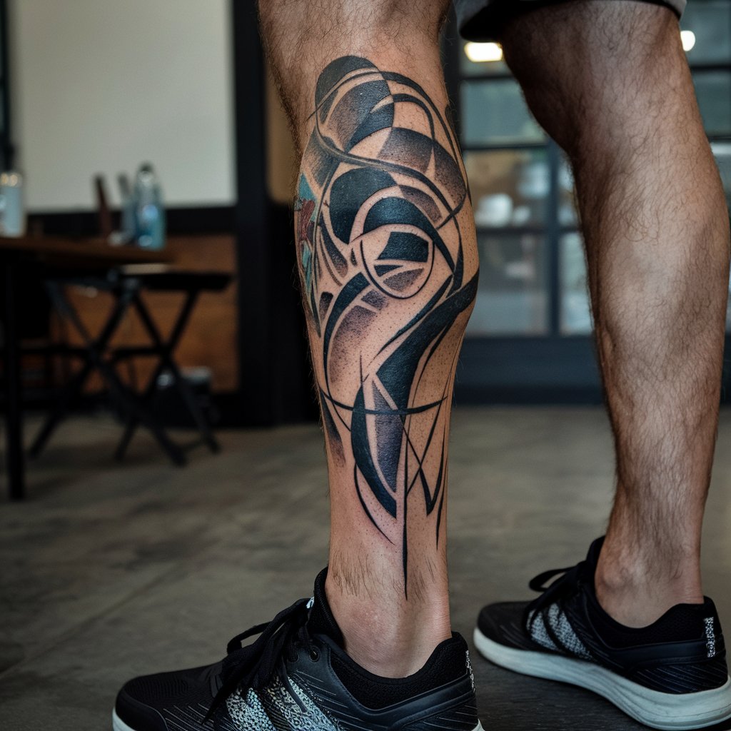 Tatuagem abstrata na perna