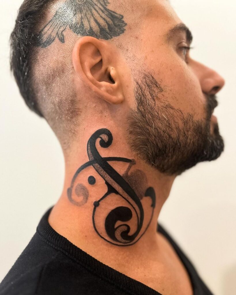 Abstract Symbol Neck Tattoo