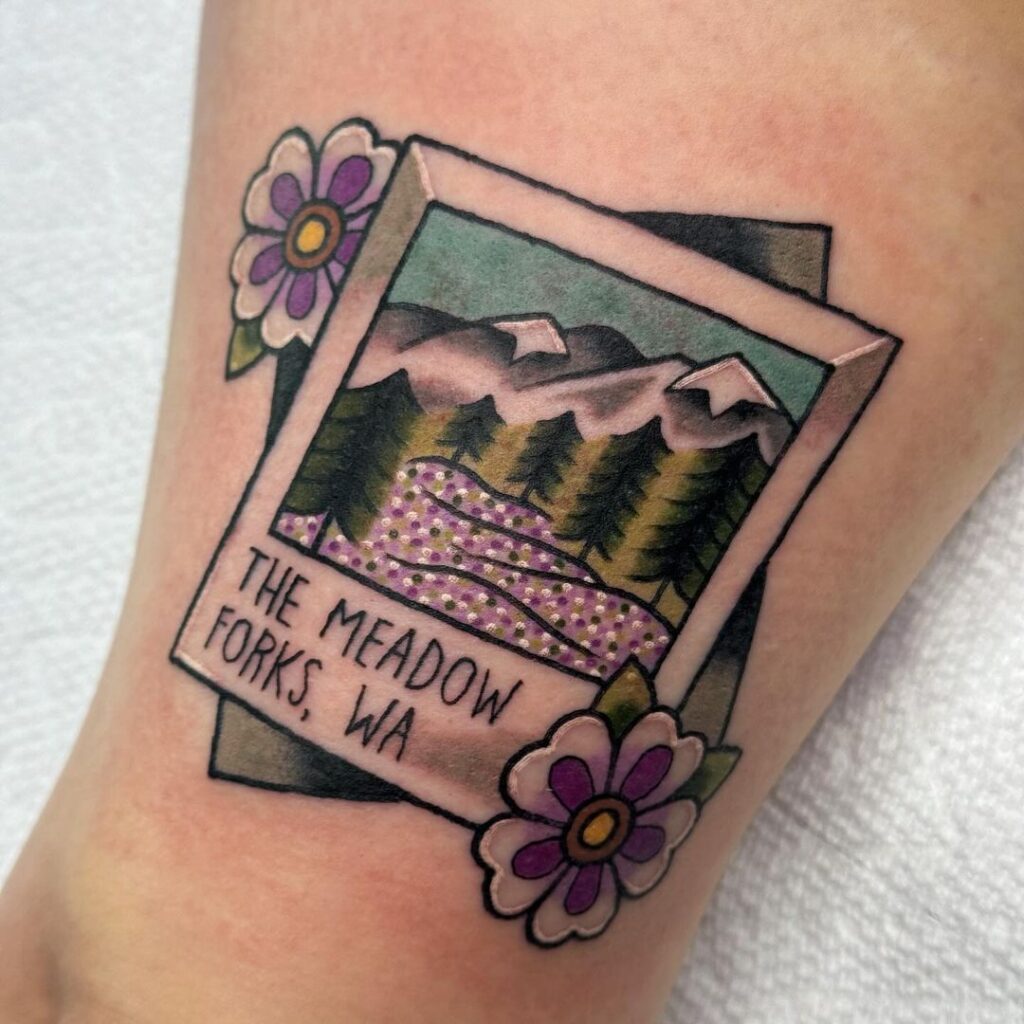 American Traditional Polaroid Photo Tattoo