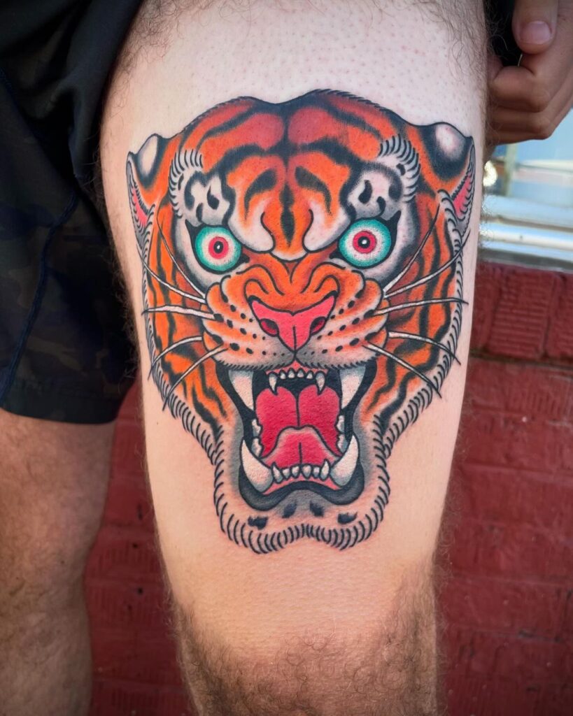 Tatuaje tradicional americano del tigre