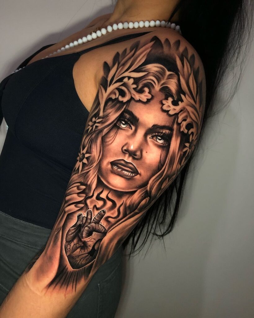 Aphrodite Goddess Half-Sleeve Tattoo