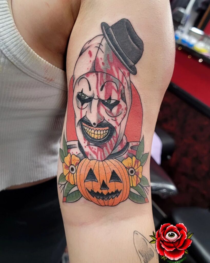 Art The Clown & Pumpkin Tattoo