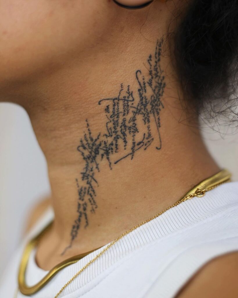 Asemic Art Neck Tattoo