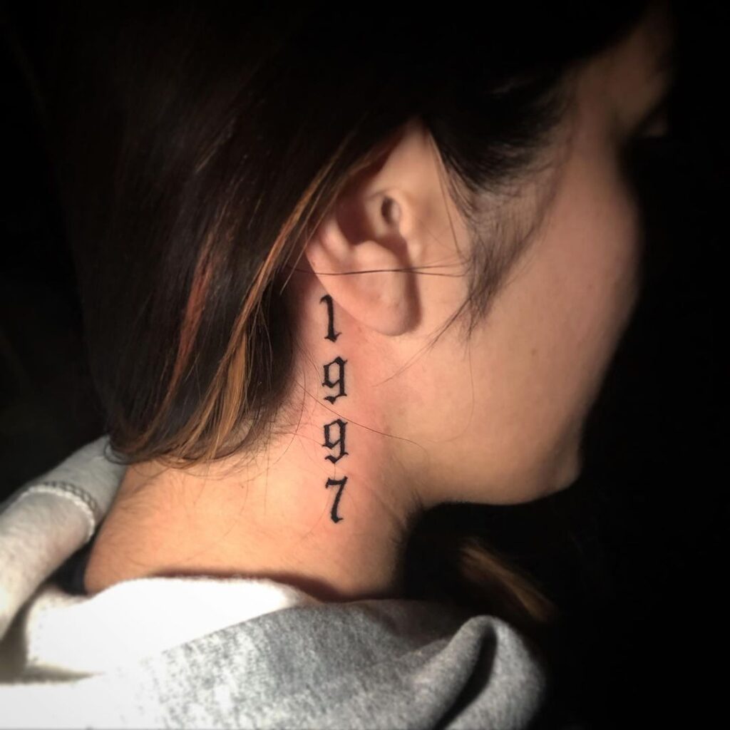 Birth Year Neck Tattoo