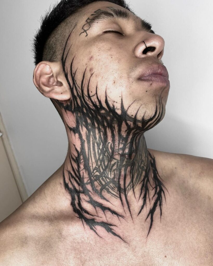 Black Metal Neck And Throat Tat