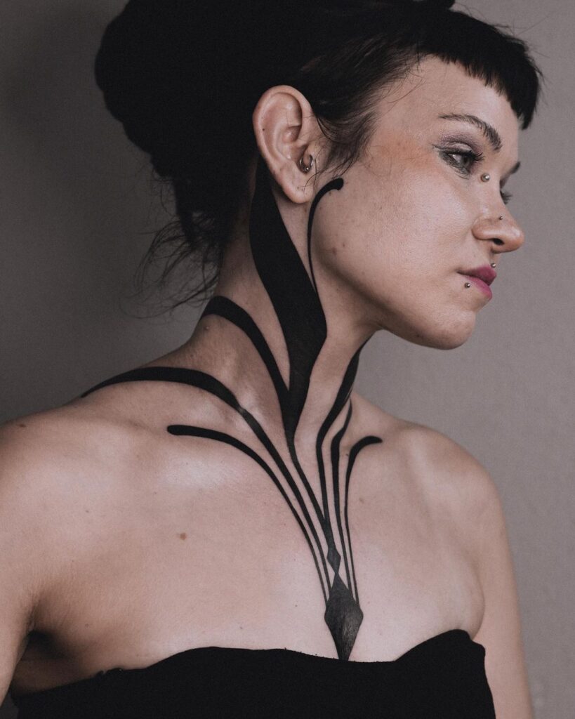 Bold, Abstract Neck Tattoo