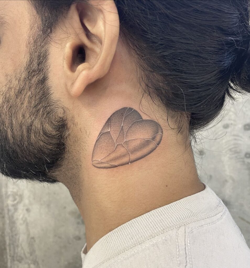 Broken Heart Neck Tattoo