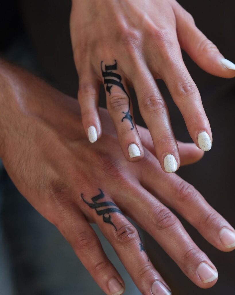 Calligraphy Wedding Ring Tattoo