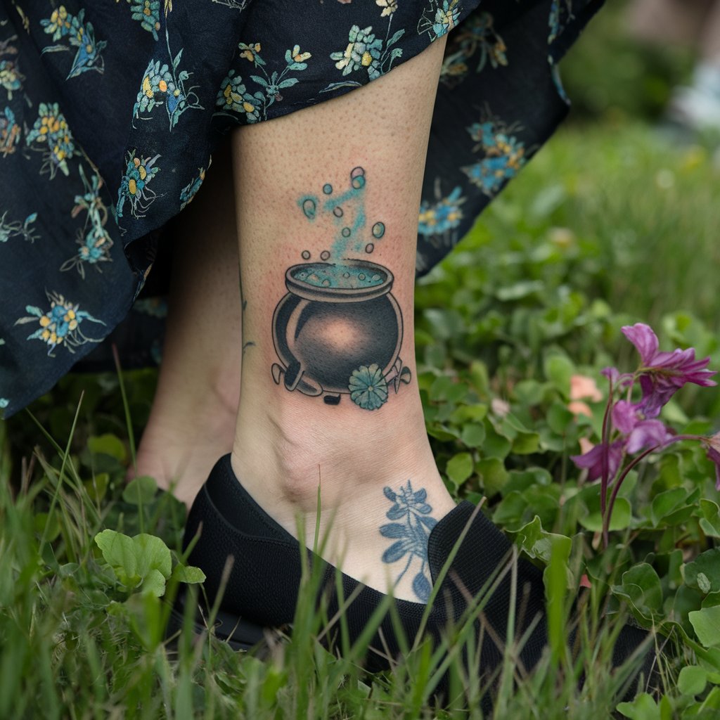 Cauldron Ankle Tattoo