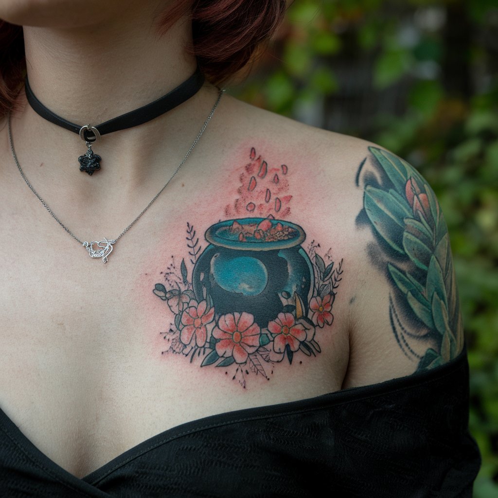 Cauldron Chest Tattoo