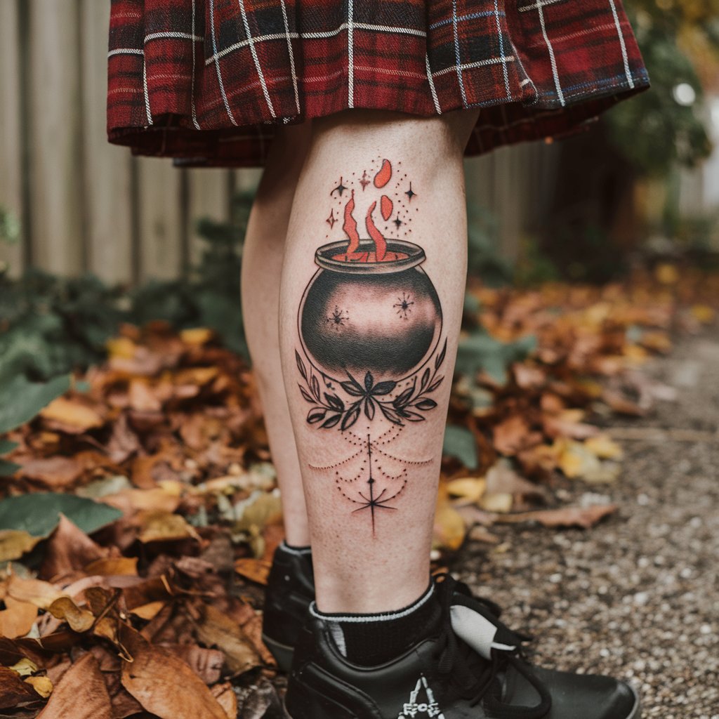 Cauldron Leg Tattoo