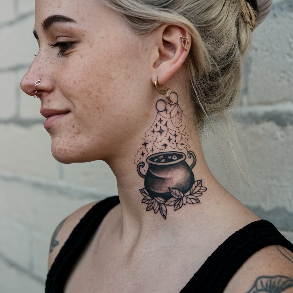 Cauldron Neck Tattoo