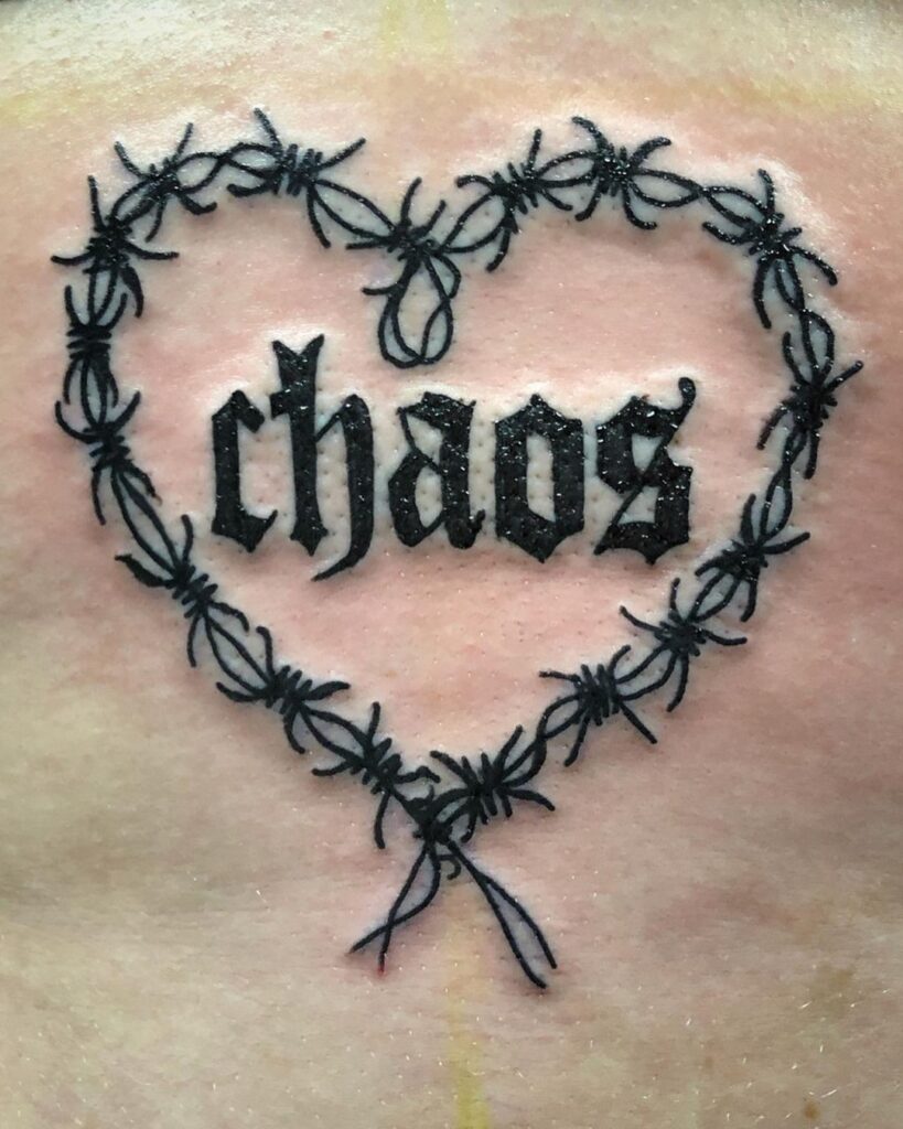 Chaos In Heart-Shaped Barber Wire Frame