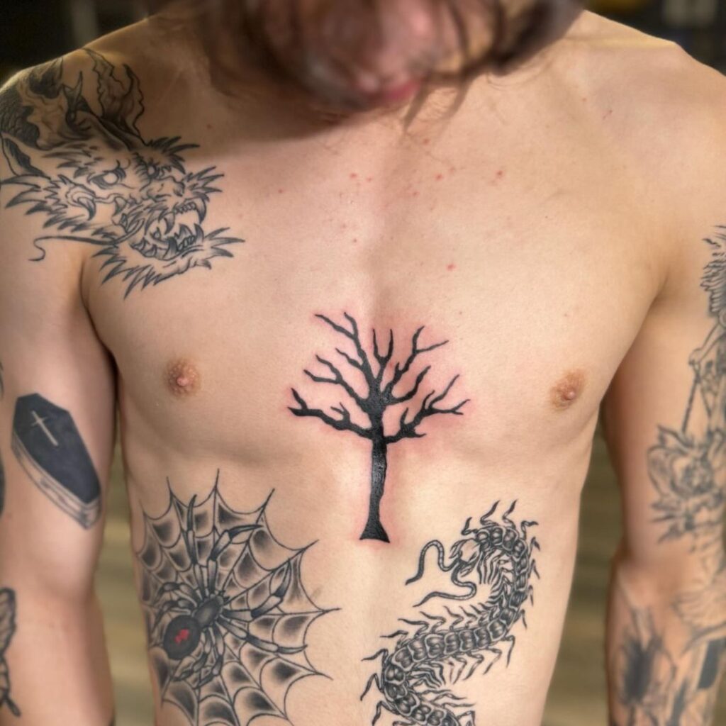 Chest Poison Tree Tattoo