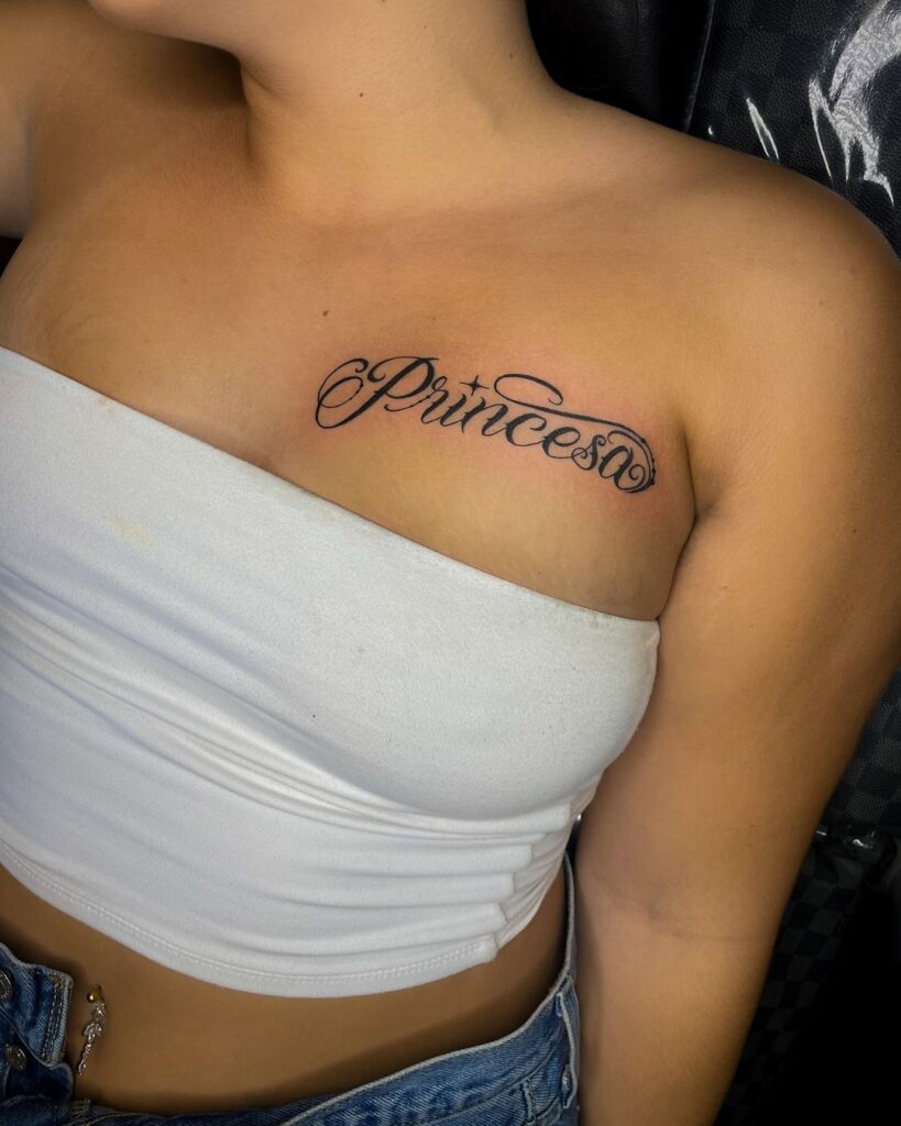 Chest Script Tattoo