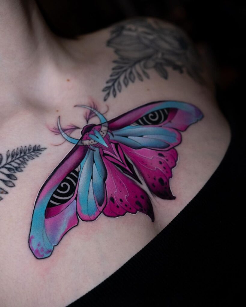 Colorful Moth Chest Ink