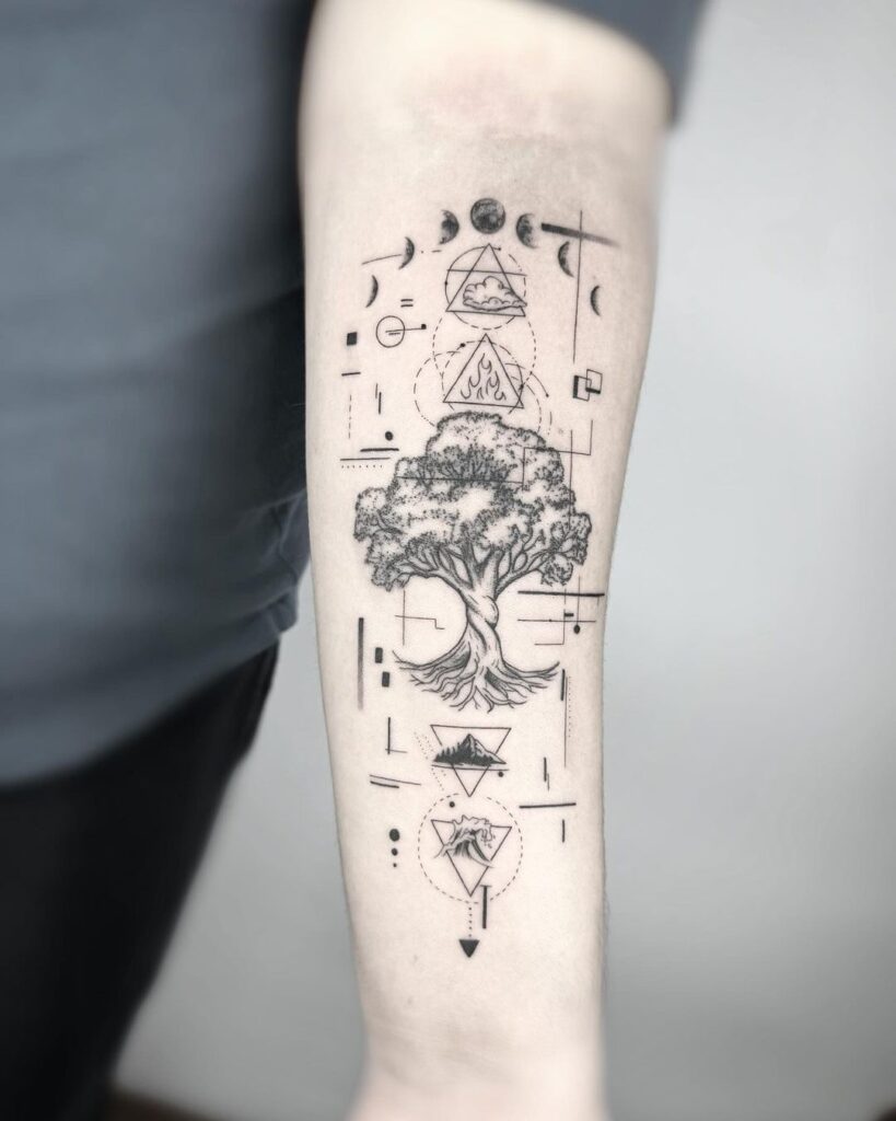 Tatuagem geométrica complexa