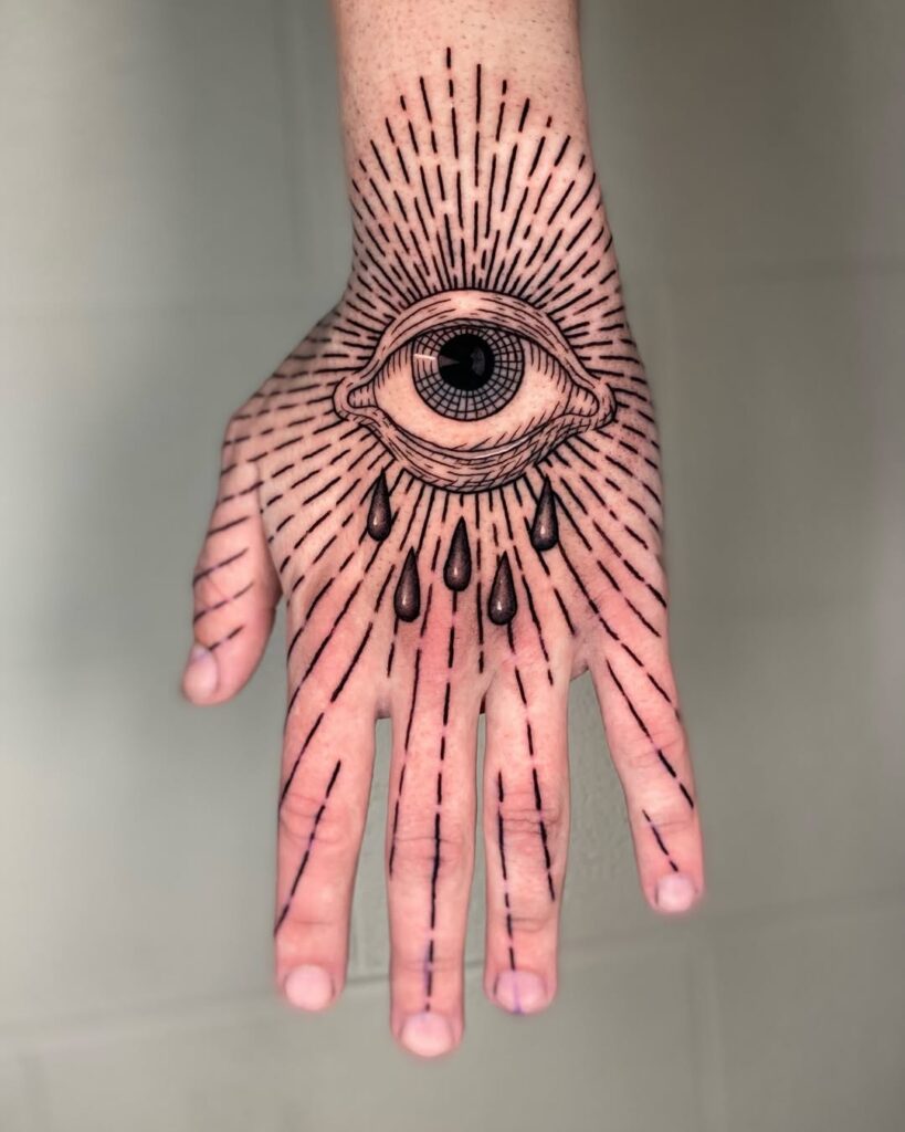  Crying Eye Hand Tattoo