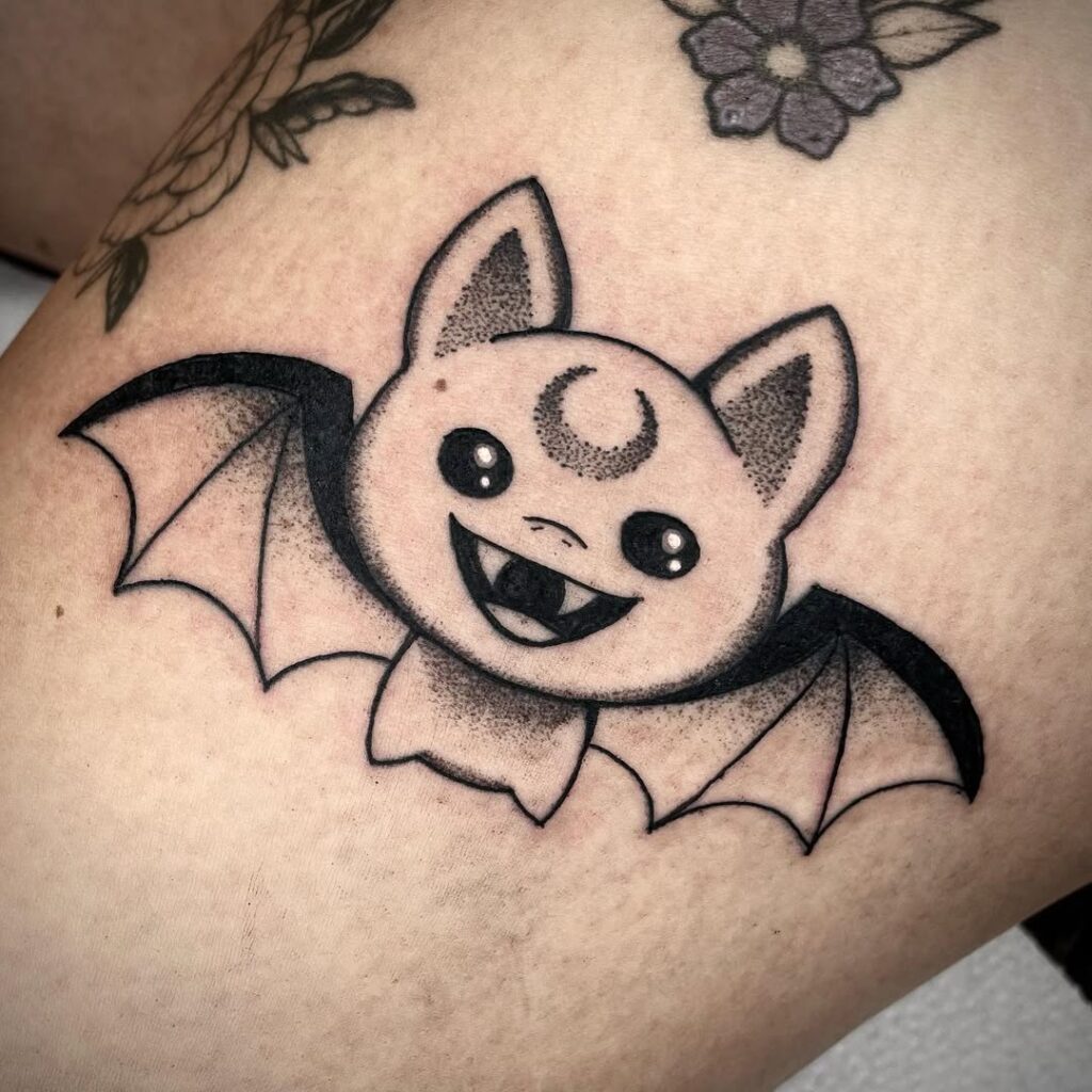 Cute Spooky Bat Tattoo