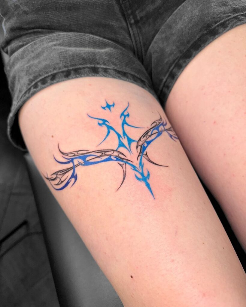 Tatuagem de tinta azul Cyber Sigilism