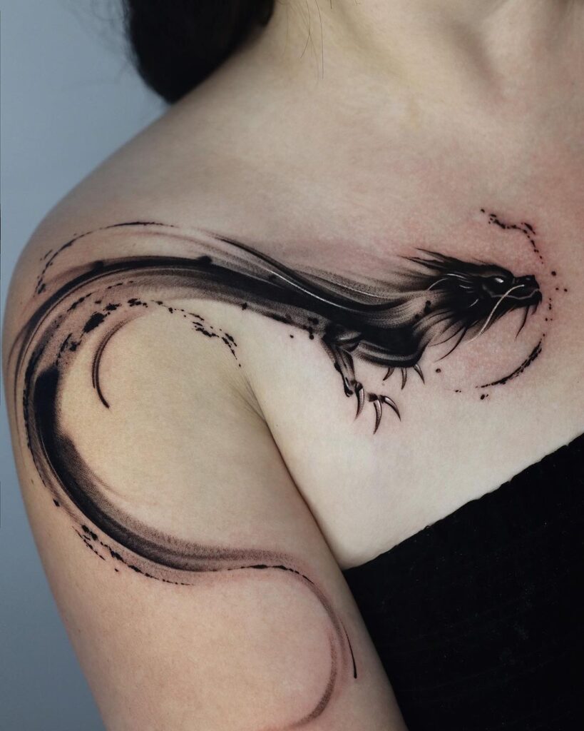 Tatuaggio Dragon Collarbone