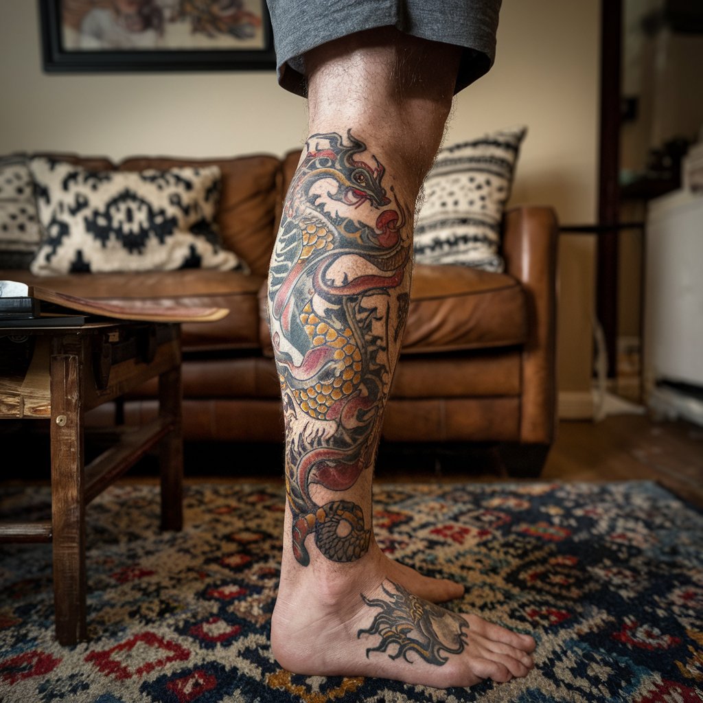 Dragon Leg Tattoo