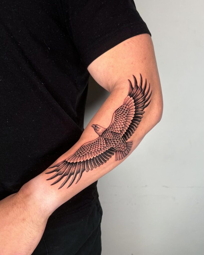 Eagle Outside Forearm Tattoo