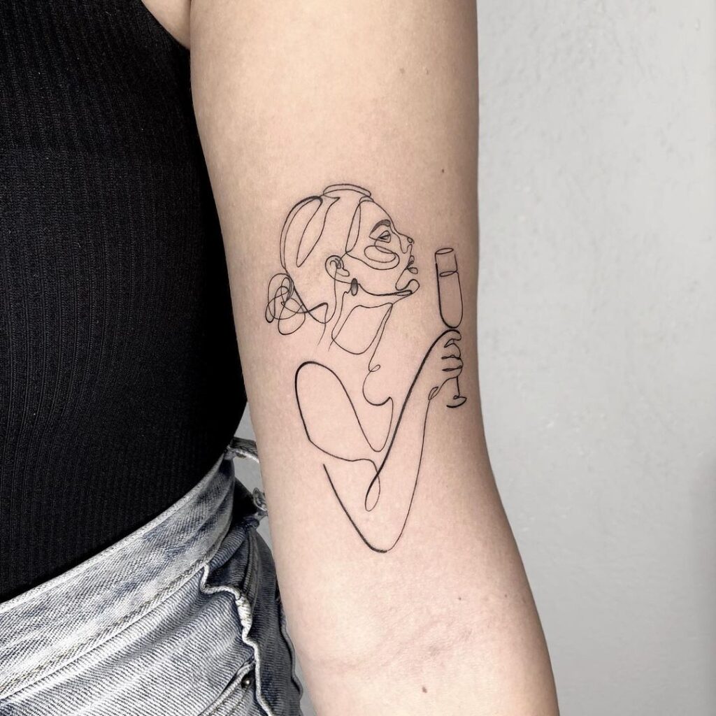 Tatuagem elegante de uma linha