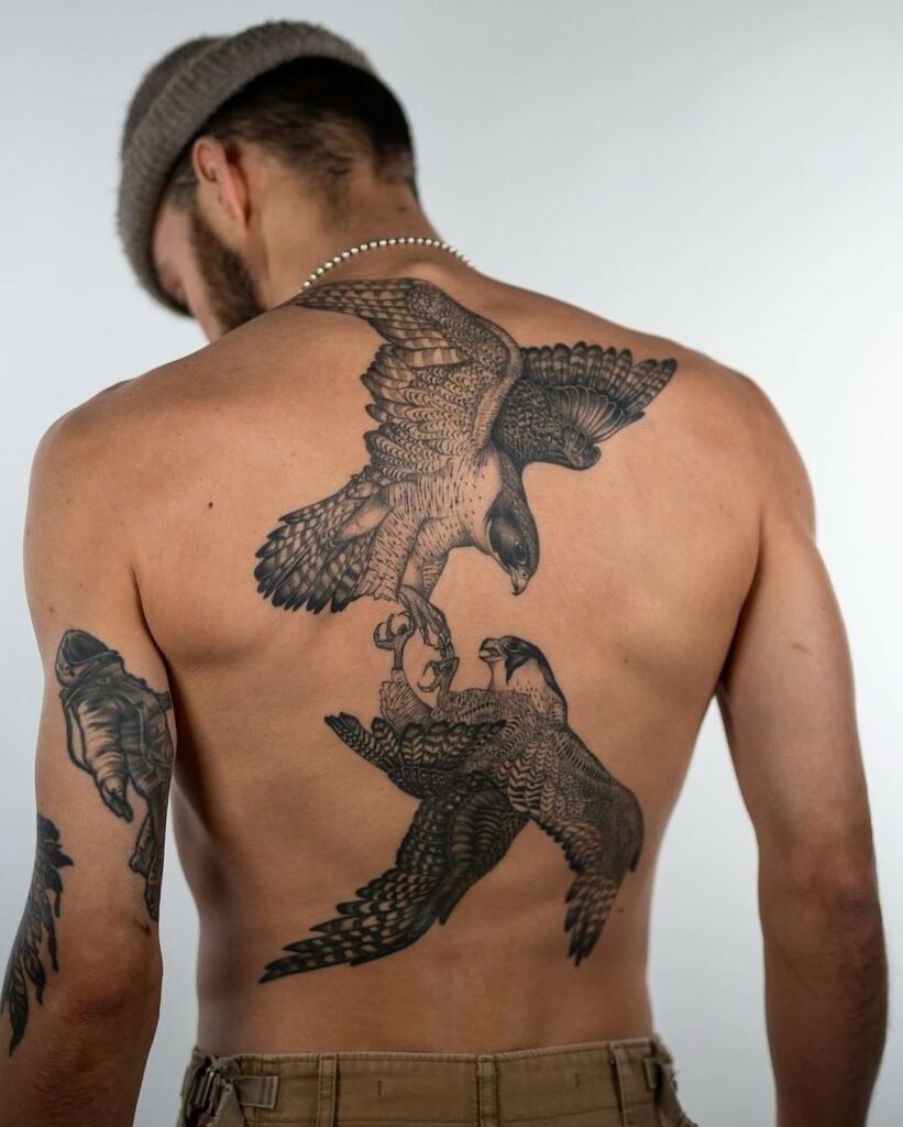 Falcons Back Tattoo