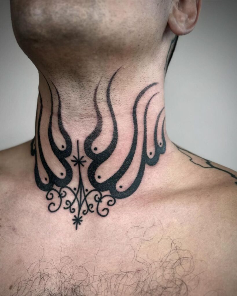 Flames Neck And Throat Ink